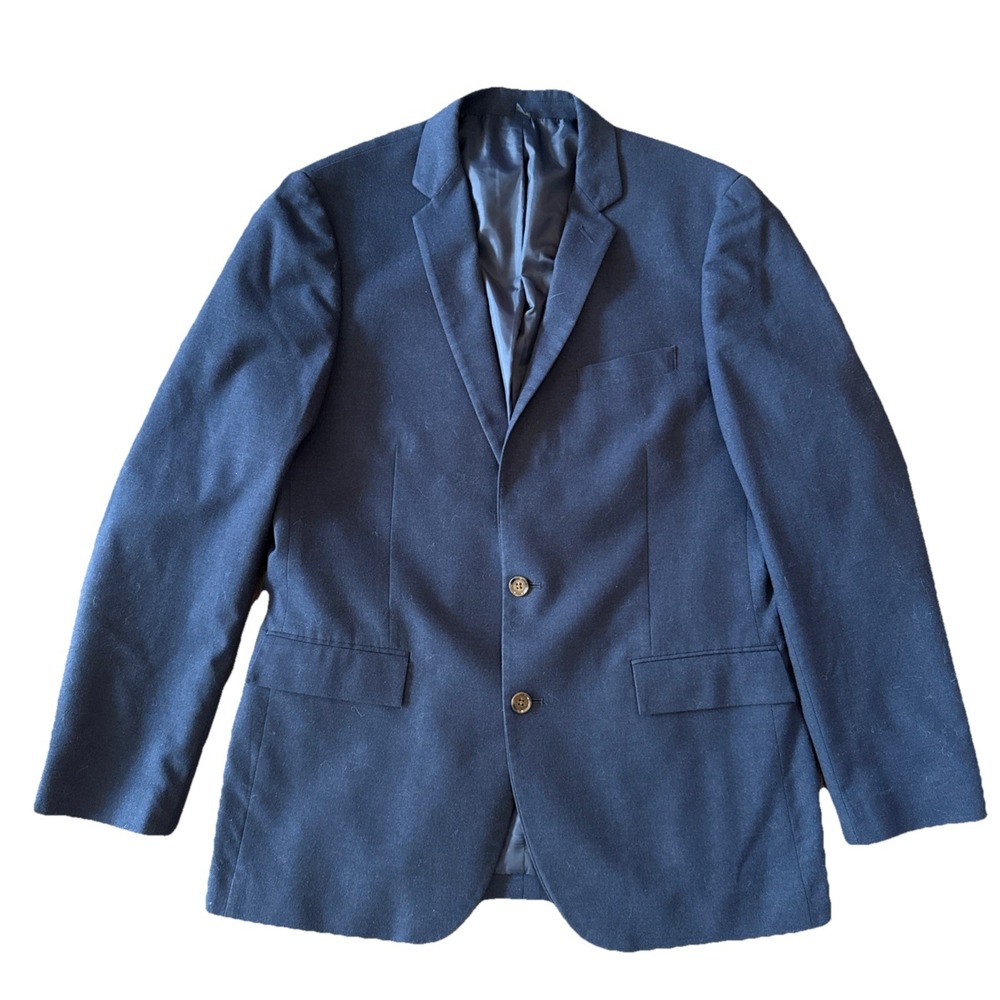 J Crew Blazer Men 42L Thompson Flex Wool Sport Coat Navy Blue Two Button